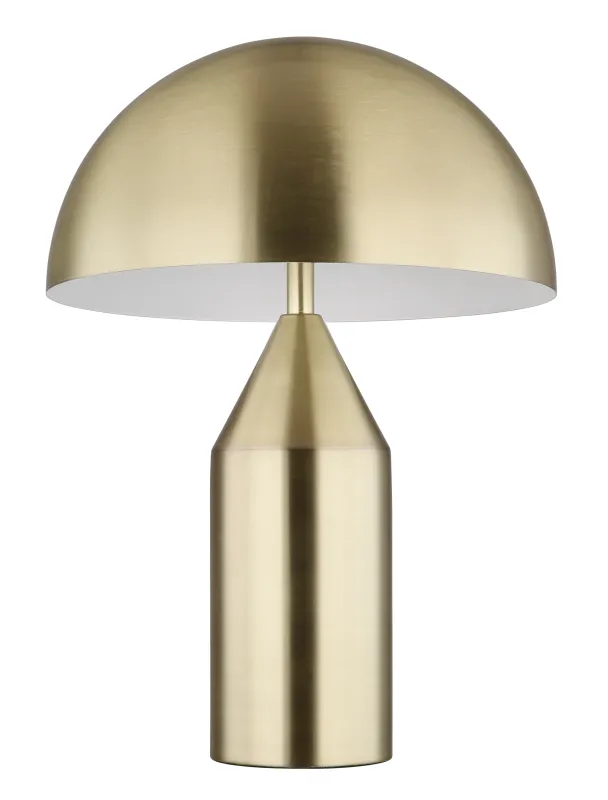 Atoma 40cm Mässing bordslampa från Globo Lighting - Sk&auml;rmen i matt m&auml;ssing och vitt skapar en harmonisk kontrast och ger en behaglig ljusspridning.