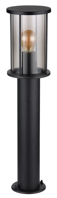 Gracey 60cm Svart pollare från Globo Lighting - Gracey &auml;r en pollare i stilren design, tillverkad av mattsvart rostfritt st&aring;l och har en r&ouml;kf&auml;rgad glassk&auml;rm.