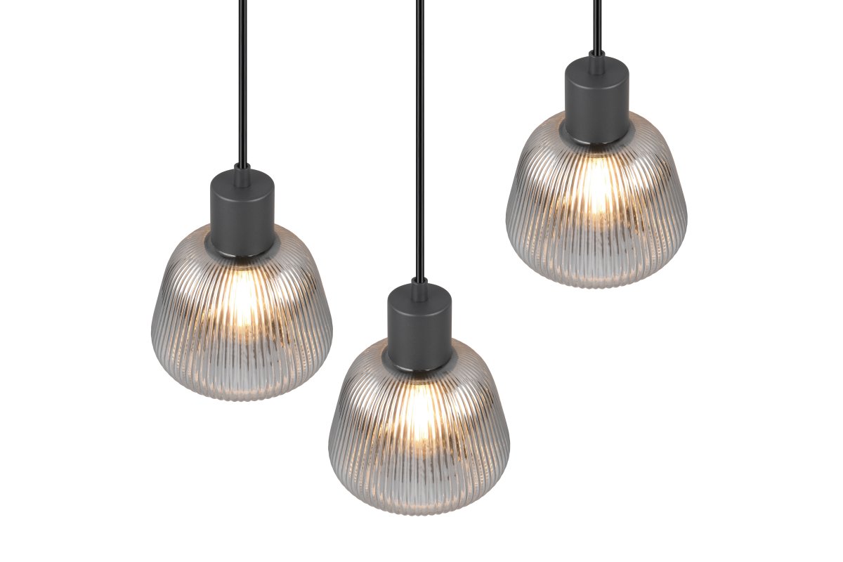Tarifa Ø37 Rökgrå taklampa från Trio Lighting - Det mjuka ljuset och de unika ljuseffekterna skapar en varm och inbjudande atmosf&auml;r.