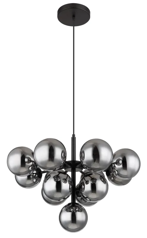 Grappy Ø56 Rökfärgad taklampa från Globo Lighting - Grappy taklampa blir en stilfull och lyxig detalj i varje rum med sin glamor&ouml;sa design och de 13st r&ouml;kf&auml;rgade glaskulorna.