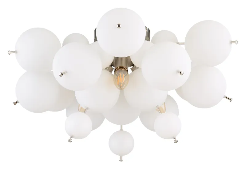 Udo Ø55 Vit plafond från Globo Lighting - Dess unika design utm&auml;rks av en rund form d&auml;r metallstavar elegant sammanl&auml;nkas med vackra opalglas i olika storlekar.