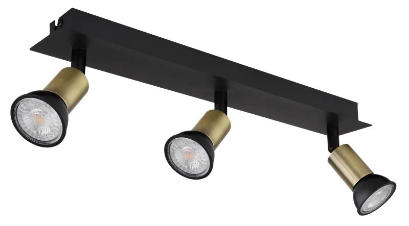 Drew 3 Guld spotlight från Globo Lighting - Drew &auml;r en stilren takspotlight som imponerar med sin design i mattsvart och guld.