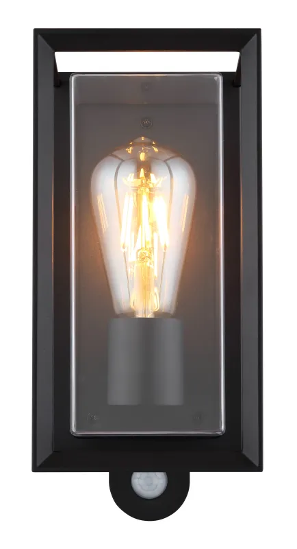 Logana Svart utelampa från Globo Lighting - Med sin rektangul&auml;ra design och unika ljusspridning kombinerar den stil och funktion.