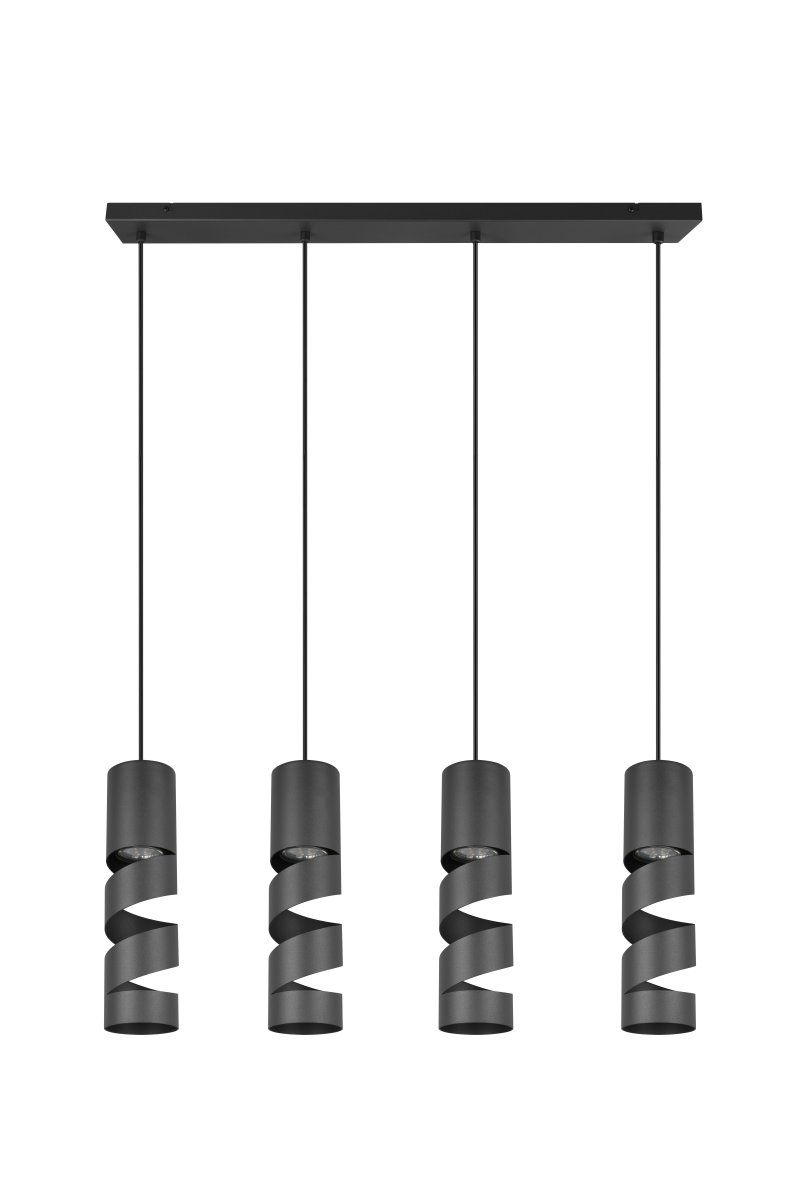 Stream 80cm Svart taklampa från Trio Lighting - Stream är en modern och elegant takpendel som fångar blicken med sina fyra skrämar i unik spiralformad design.