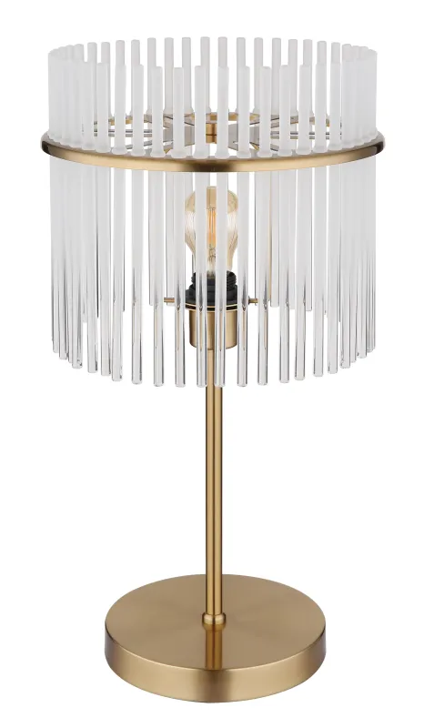 Gorley 55cm Guld bordslampa från Globo Lighting - Med sitt genomt&auml;nkta utf&ouml;rande och h&ouml;gkvalitativa material sm&auml;lter Gorley harmoniskt in i moderna inredningsstilar och ger varje rum en stilfull touch.