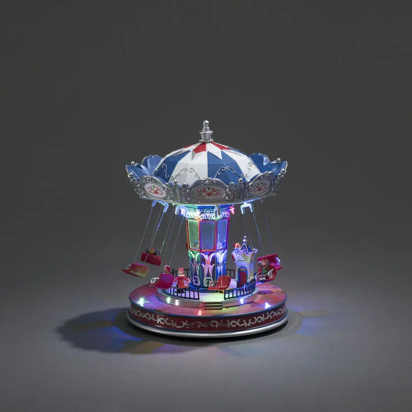 Mekanisk juldekoration karusell 27cm Flerfärgad från Konstsmide - Med r&ouml;rliga delar och lysande LED-lampor skapar den en festlig och nostalgisk k&auml;nsla.