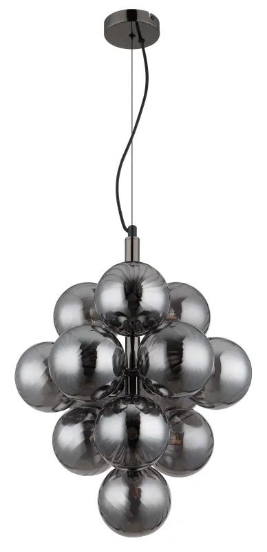 Conor Ø40 Rökfärgad taklampa från Globo Lighting - Den har 13st dekorativa r&ouml;kf&auml;rgade glaskupor som alla omfamnar en ljusk&auml;lla vilket skapar en fin och harmonisk ljusspridning i rummet.