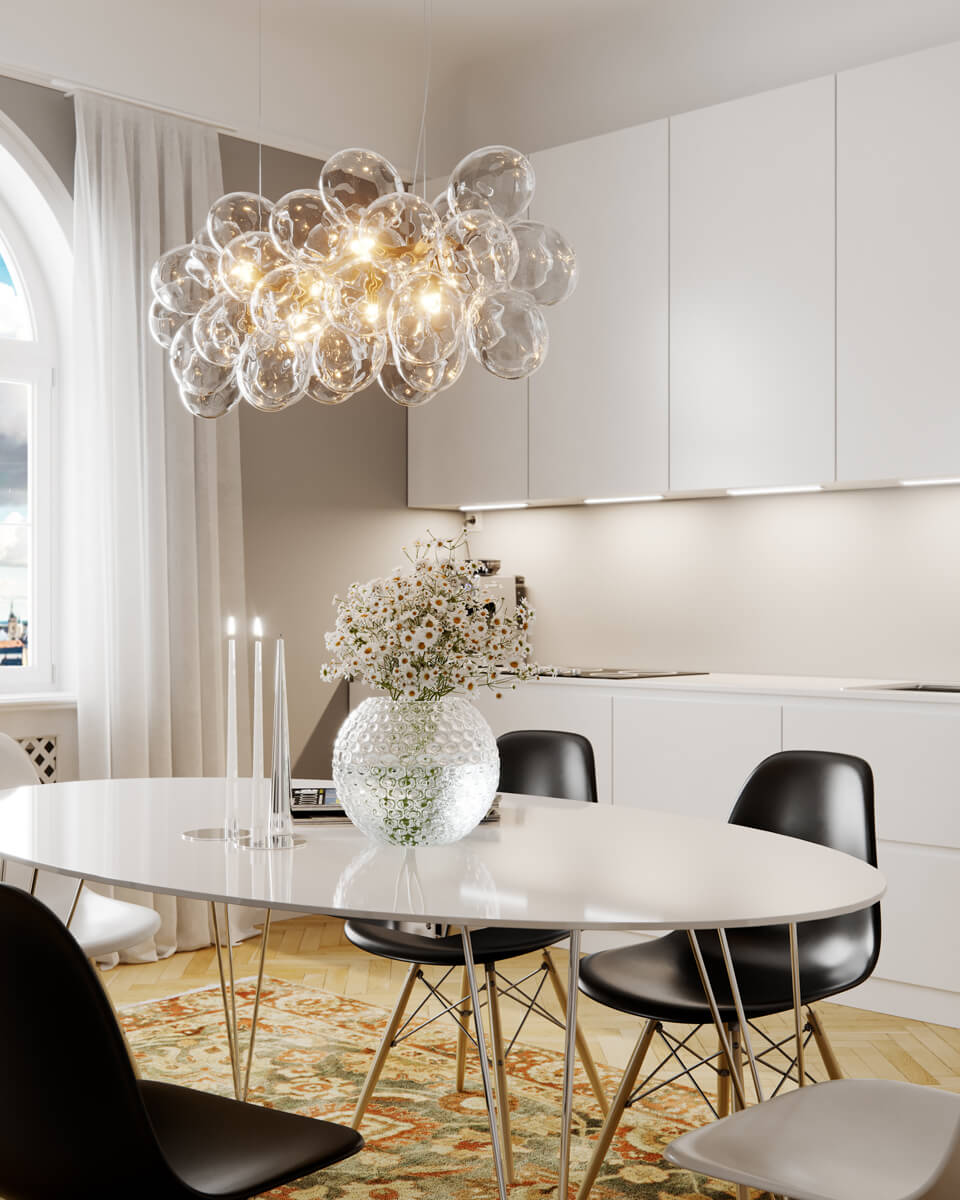 Gross Bar 80cm Transparent taklampa från By Rydéns - L&auml;ngden p&aring; denna lampa &auml;r 80 centimeter och sladdl&auml;ngden &auml;r 120 centimeter men till&aring;ter dig att h&ouml;ja och s&auml;nka lampan f&ouml;r att passa in i just ditt hem.