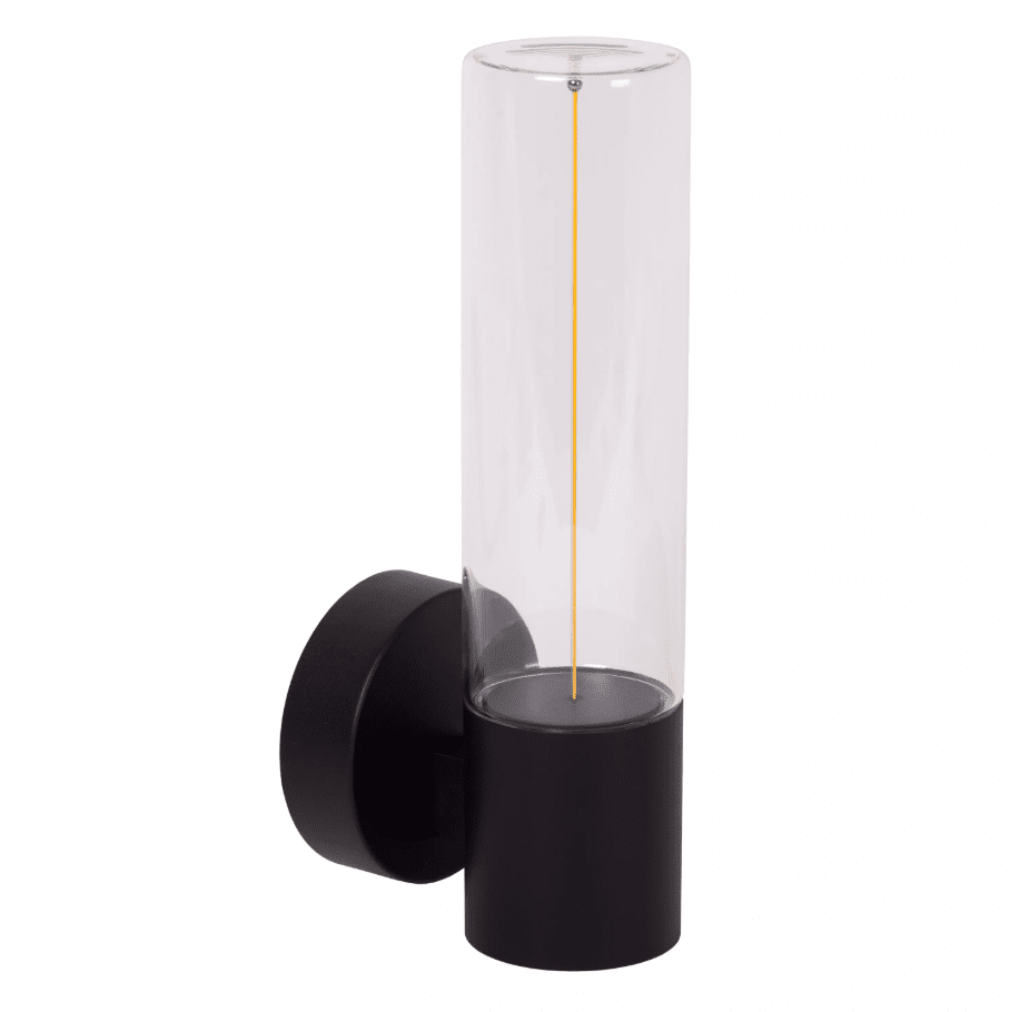 Filani Svart utelampa från Lucide - Filani &auml;r en modern fasadlampa som ger ett bra rundstr&aring;lande ljus med sin inbyggda LED lampa.