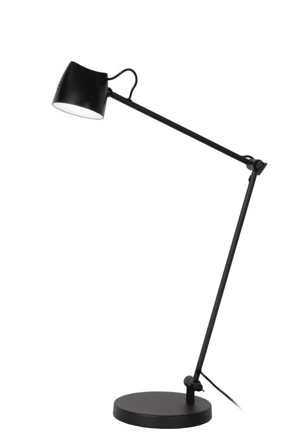 Milne 42cm Svart skrivbordslampa från Lucide - De vinkelbara armarna i kombination med det roterbara lamphuvudet ger dig o&auml;ndligt med belysningsm&ouml;jligheter, perfekt som arbets- eller l&auml;slampa.