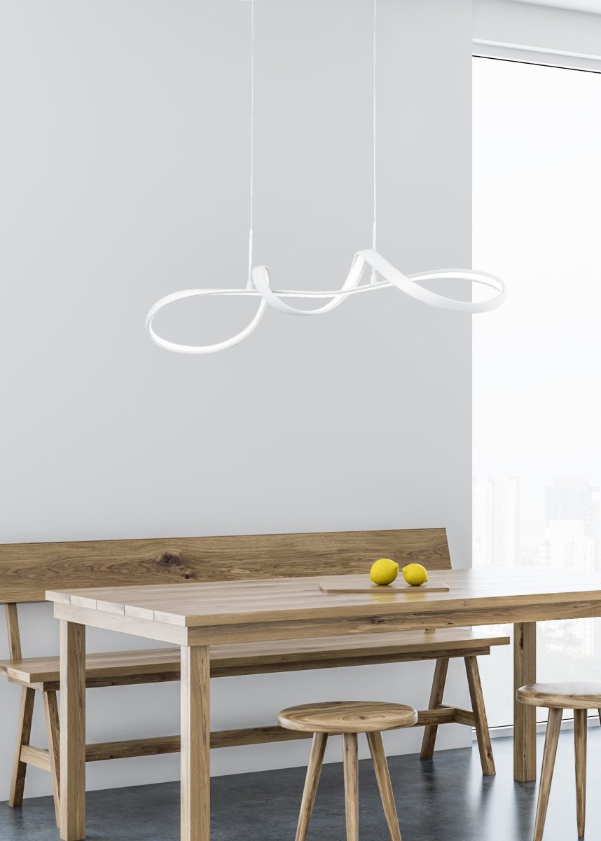 Perugia 80cm Vit taklampa från Trio Lighting - Perugia &auml;r en unik takpendel med sv&auml;ngd, i&ouml;gonfallande design som blir en stils&auml;ker mittpunkt i ditt hem &ndash; &auml;ven n&auml;r den &auml;r sl&auml;ckt.