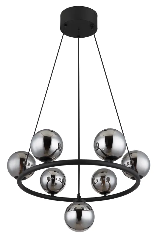 Riha Ø60 Rökfärgad taklampa från Globo Lighting - Lampan &auml;r av mattsvart metall och ger ditt hem en lyxig och inbjudande atmosf&auml;r.