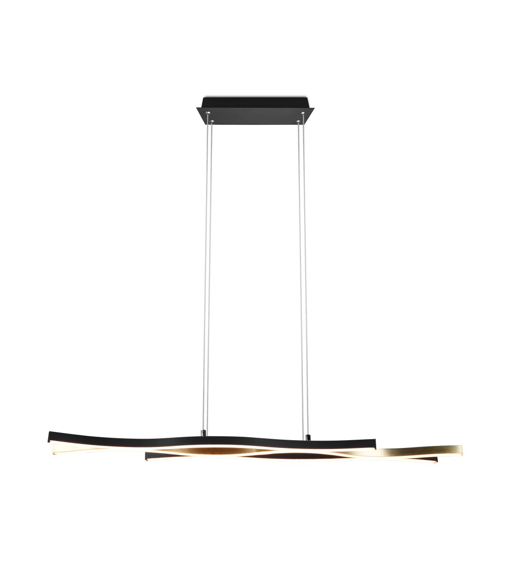 Blaze 107cm Mässing taklampa från Trio Lighting - Den stilrena kombinationen av matt mässing och mattsvart ger Blaze en tidlös och sofistikerad look.