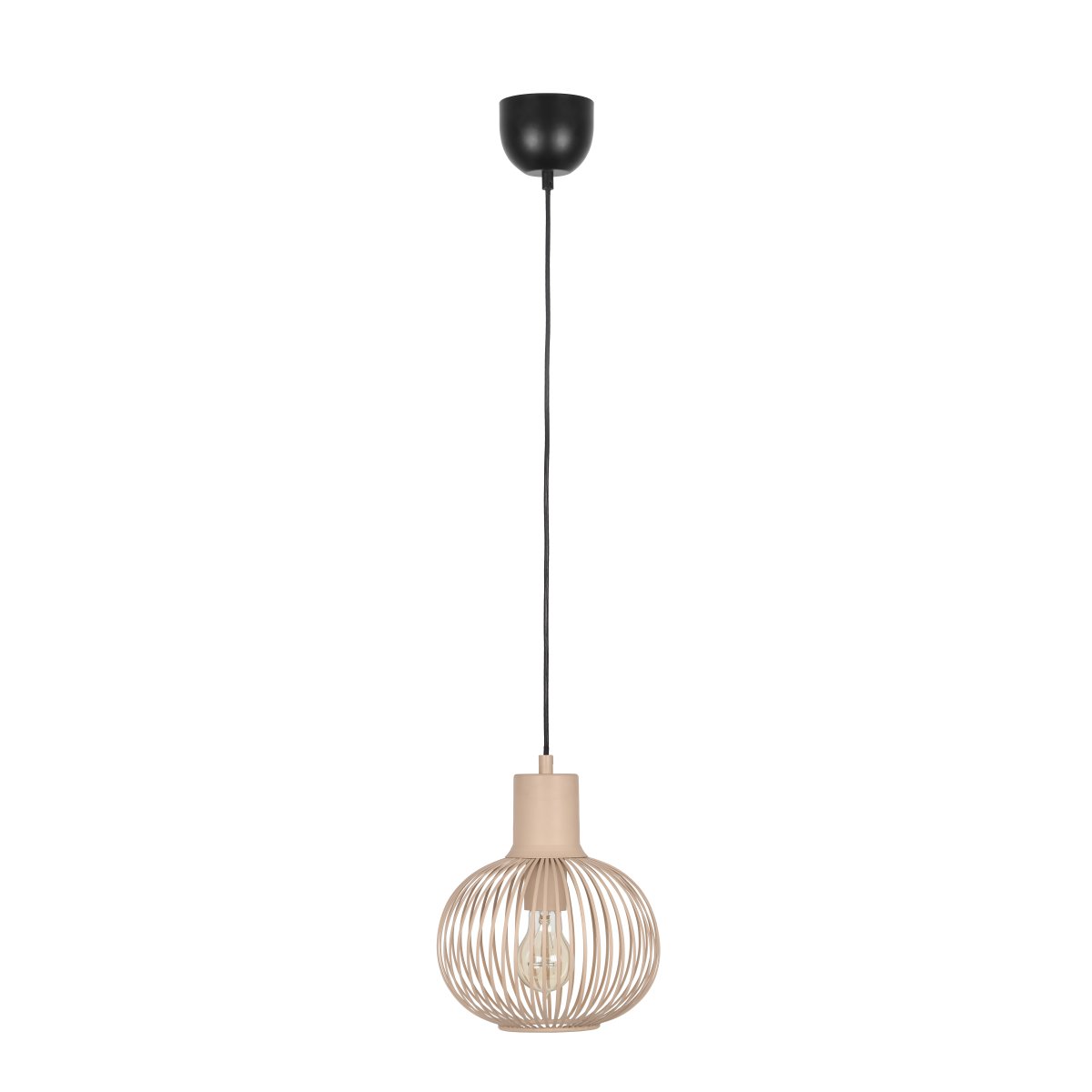 Gila Ø23 Sand taklampa från Trio Lighting - Den sf&auml;riska sk&auml;rmen i matt sandf&auml;rgad metall med tunna ribbor ger en l&auml;tt och modern k&auml;nsla samtidigt som den l&aring;ter ljuset spridas p&aring; ett vackert och inbjudande s&auml;tt.
