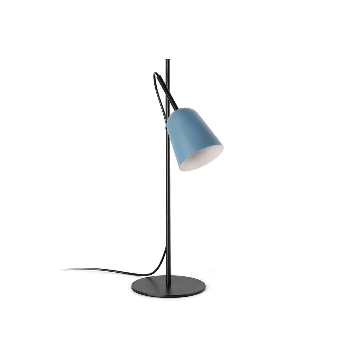 Studio 55cm Blå skrivbordslampa från Faro Barcelona - Lampans signum &auml;r den dekorativa kabelkl&auml;mman formad som en tr&auml;dgren, en unik detalj som tillf&ouml;r karakt&auml;r.