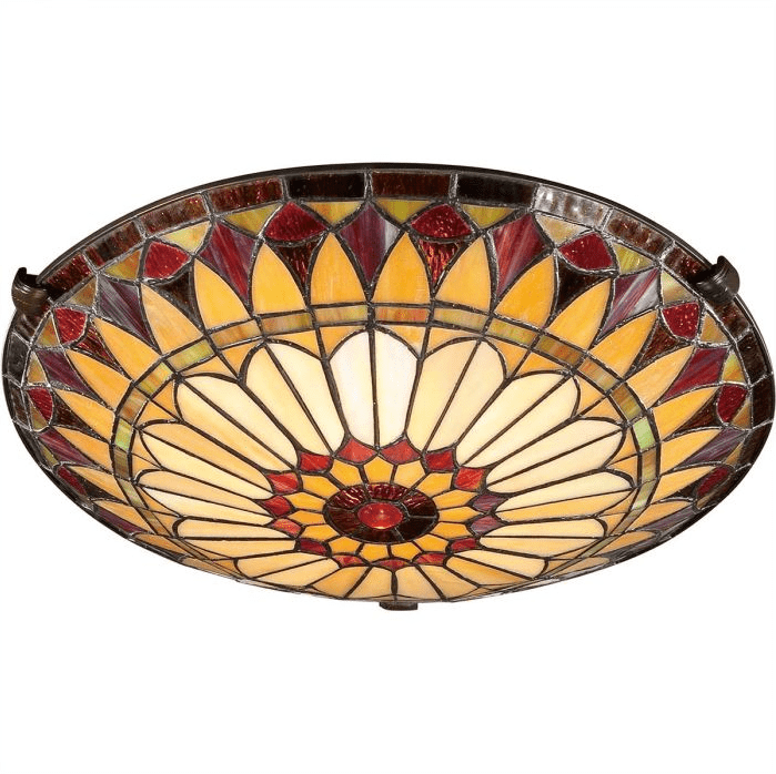 West End Ø42 Flerfärgad från Elstead Lighting - Sk&auml;rmen &auml;r handmonterad med den traditionella kopparfolietekniken, vilket s&auml;kerst&auml;ller en autentisk och h&ouml;gkvalitativ design.