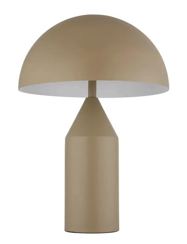 Atoma 40cm Sand bordslampa från Globo Lighting - Sk&auml;rmen i matt, sandf&auml;rg och vitt skapar en harmonisk kontrast och ger en behaglig ljusspridning.