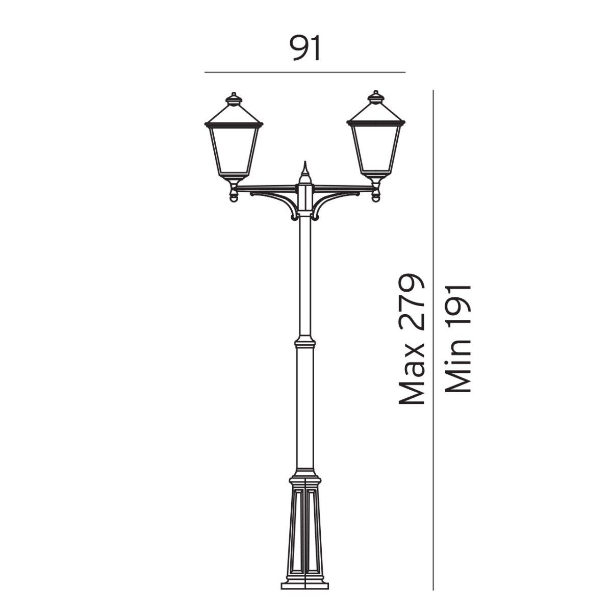London 280cm Svart stolpe från Norlys - London lyktstolpe &auml;r tillverkad av h&aring;llbart aluminium och pulverlackerad i en elegant svart f&auml;rg.