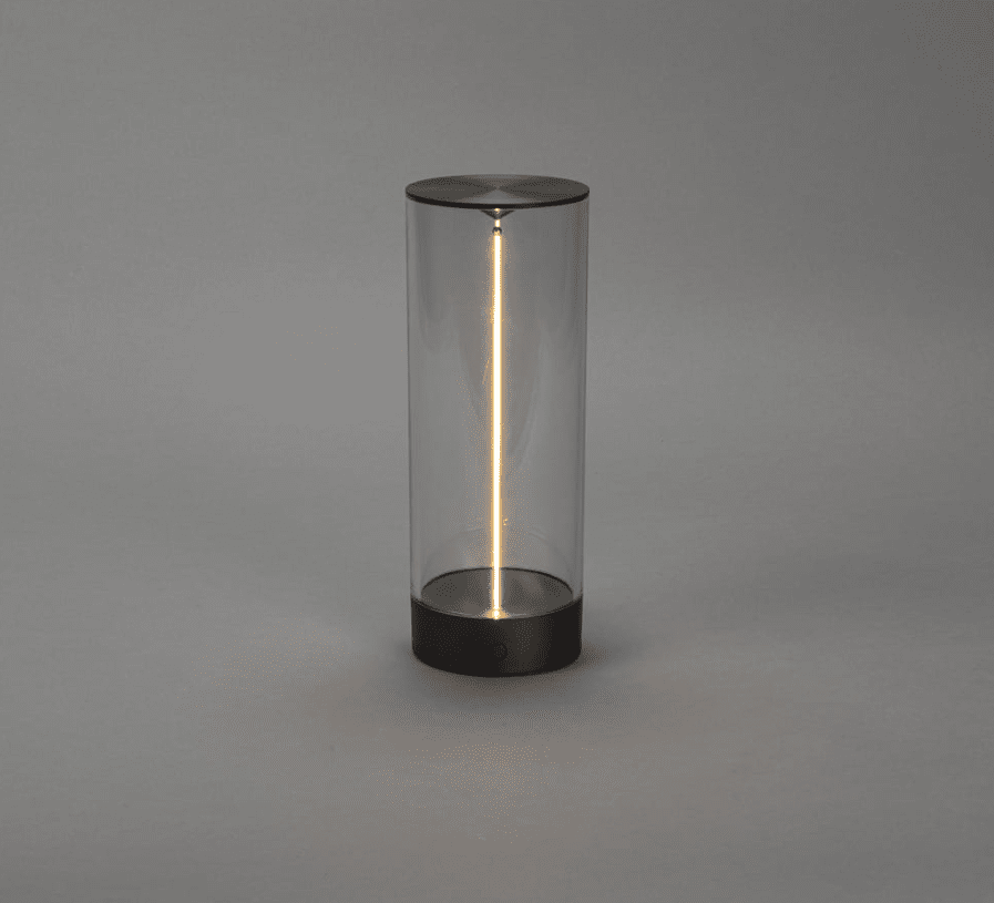 Edison 24cm Antracit portabel från Konstsmide - Med handtaget kan du simpelt anv&auml;nda Edison som en h&auml;ngande lykta men om du hellre vill ha den st&aring;ende kan du enkelt ta av handtaget.