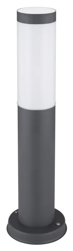 Boston 45cm Antracit pollare från Globo Lighting - Tillverkad i rostfritt st&aring;l med en opalvit plastsk&auml;rm ger den ett mjukt och behagligt ljus.