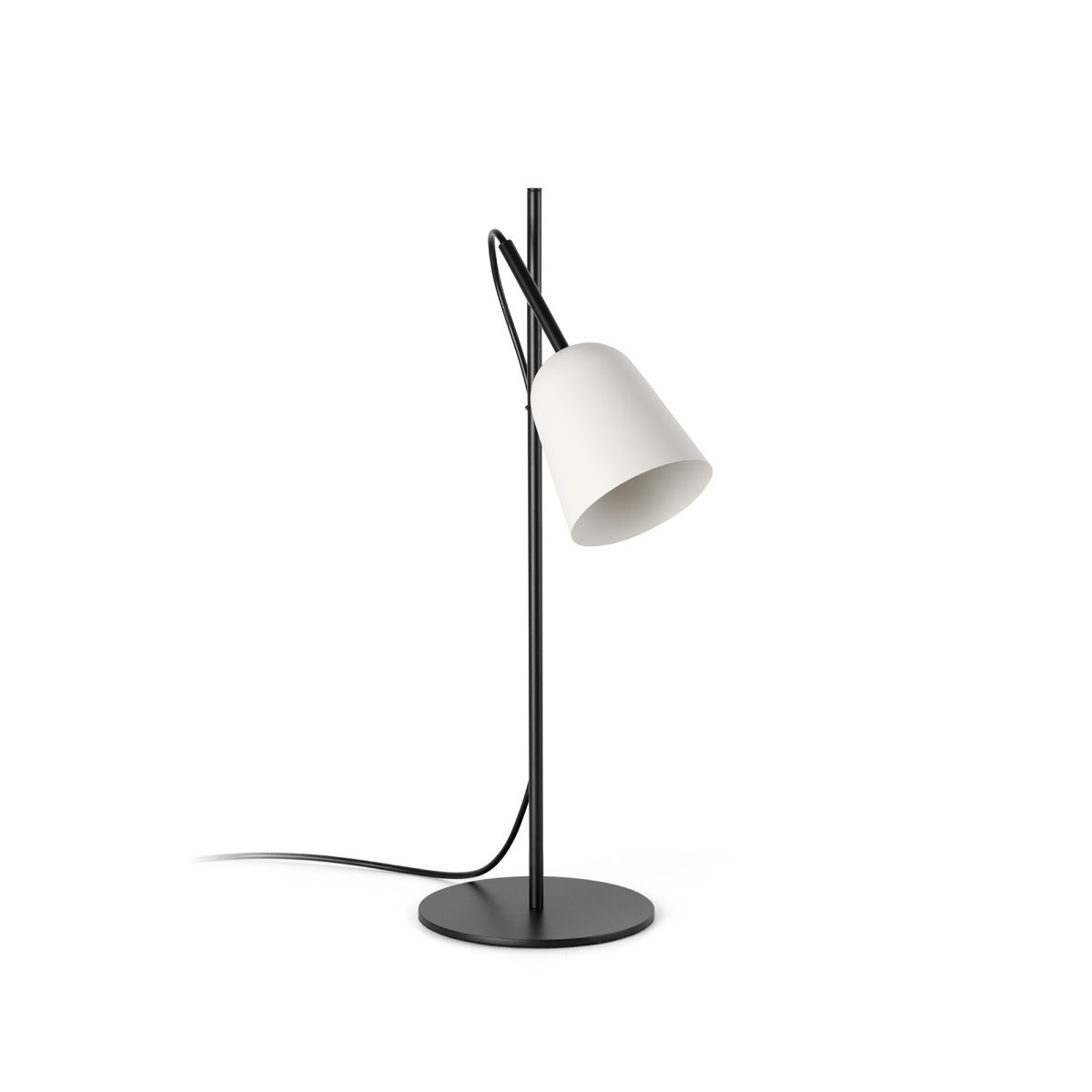 Studio 55cm Vit skrivbordslampa från Faro Barcelona - Lampans signum &auml;r den dekorativa kabelkl&auml;mman formad som en tr&auml;dgren, en unik detalj som tillf&ouml;r karakt&auml;r.