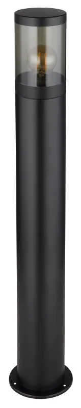 Xeloo 80cm Svart pollare från Globo Lighting - Tillverkad i rostfritt st&aring;l med en r&ouml;kf&auml;rgad plastsk&auml;rm ger den ett mjukt och behagligt ljus.