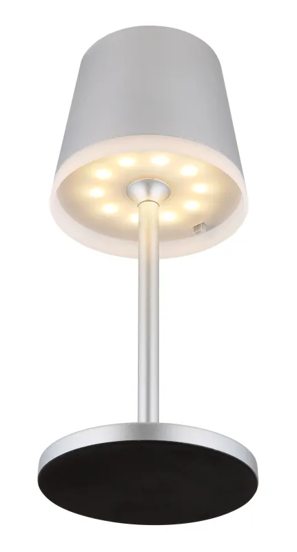 Bordslampa LED Silver solcellslampa från Globo Lighting - Den diskreta designen sm&auml;lter in i alla milj&ouml;er och med IP44-klassning &auml;r den t&aring;lig mot v&auml;der och vind.