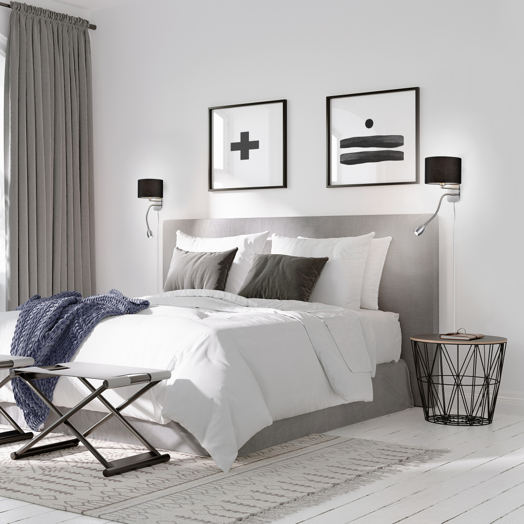 Hotel 23cm Svart läslampa från Trio Lighting - Den eleganta f&auml;rgkombinationen av matt nickel och svart g&ouml;r den l&auml;tt att matcha med olika inredningsstilar, vilket g&ouml;r den till ett perfekt alternativ till den klassiska s&auml;nglampan.