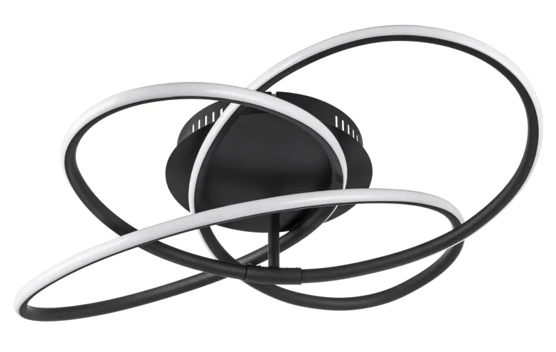 Panda Ø60 Svart plafond från Globo Lighting - Den har en fast installerad LED-panel som avger ett varmvit ljus och skapar en behaglig och inbjudande atmosf&auml;r i rummet.