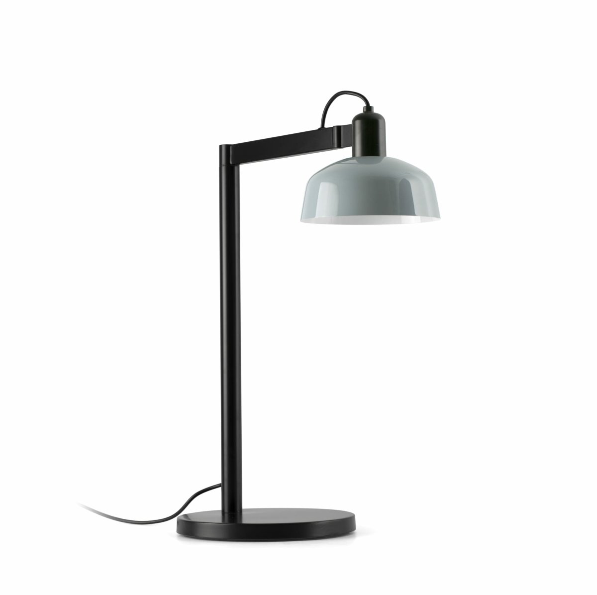 Tatawin 58cm Gråblå skrivbordslampa från Faro Barcelona - Med sin arkitektoniska silhuett och rena kontraster blir Tatawin en dekorativ ljuspunkt med b&aring;de stil och ber&auml;ttelse.