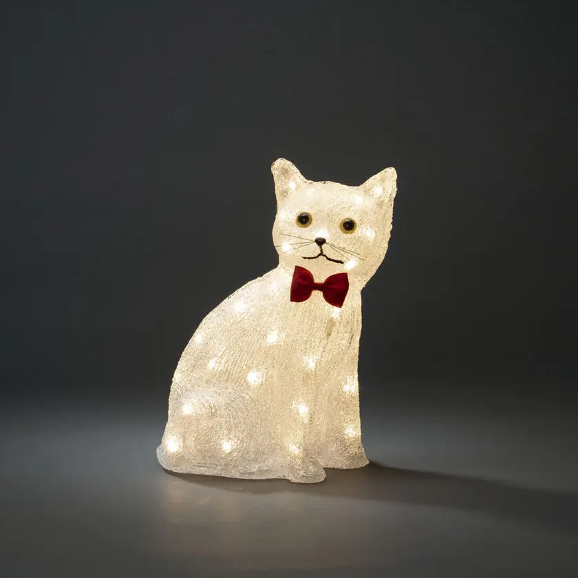Sittande katt akryl Klar från Konstsmide - Charmig och lekfull &ndash; denna sittande katt i akryl sprider v&auml;rme med sina 40 varmvita LED-ljus.