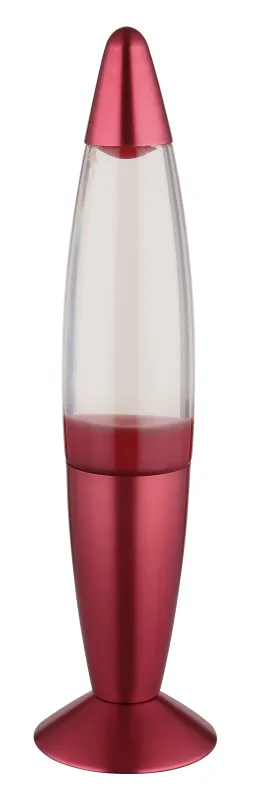 Etna Röd barnlampa från Globo Lighting - Etna &auml;r en fascinerande lavalampa med klar v&auml;tska och r&ouml;tt vax som sm&auml;lter l&aring;ngsamt och skapar hypnotiska ljuseffekter.