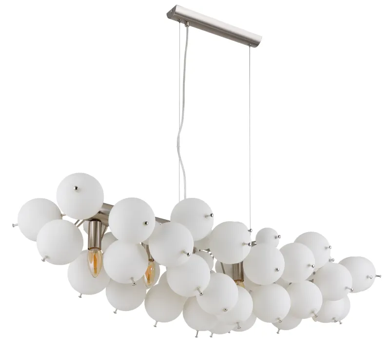 Udo 120cm Vit taklampa från Globo Lighting - Metallen i matt nickelfinish ger lampan en sofistikerad och modern k&auml;nsla.