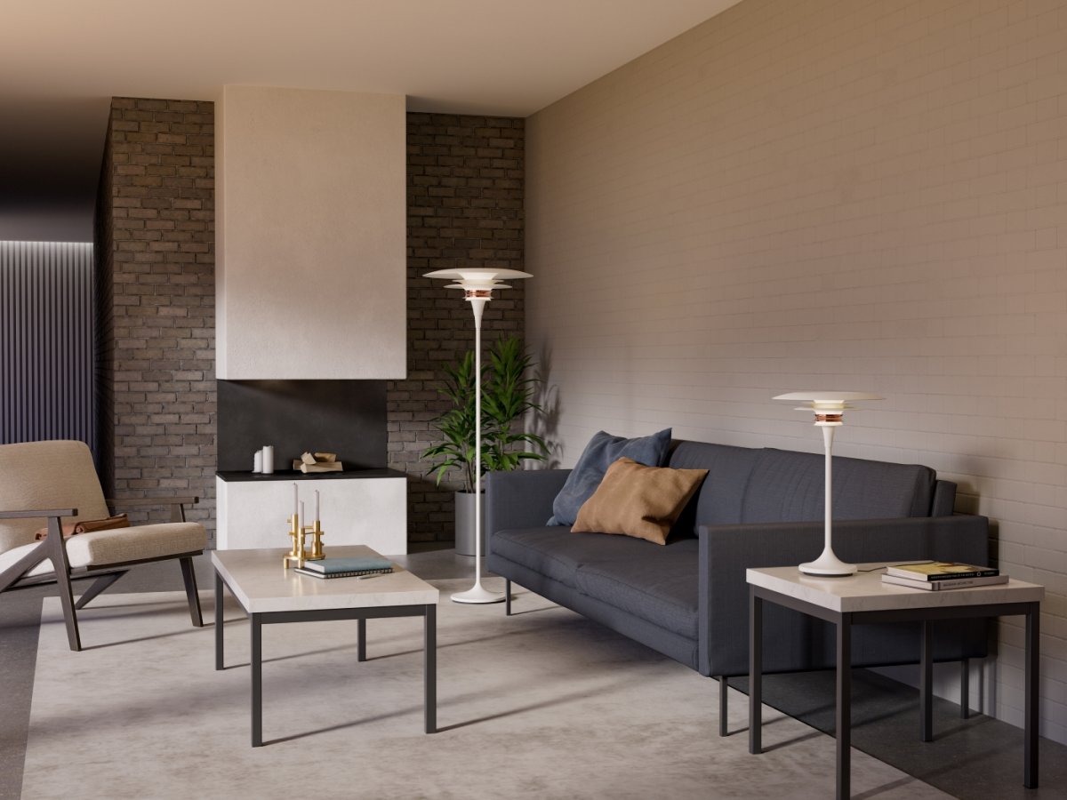 Diablo Ø50 Vit/rosé golvlampa från Belid - Lampan finns i flera f&auml;rgkombinationer, h&auml;r i en i&ouml;gonfallande mix av mattvit och ros&eacute; som ger ett modernt och samtidigt dramatiskt uttryck.