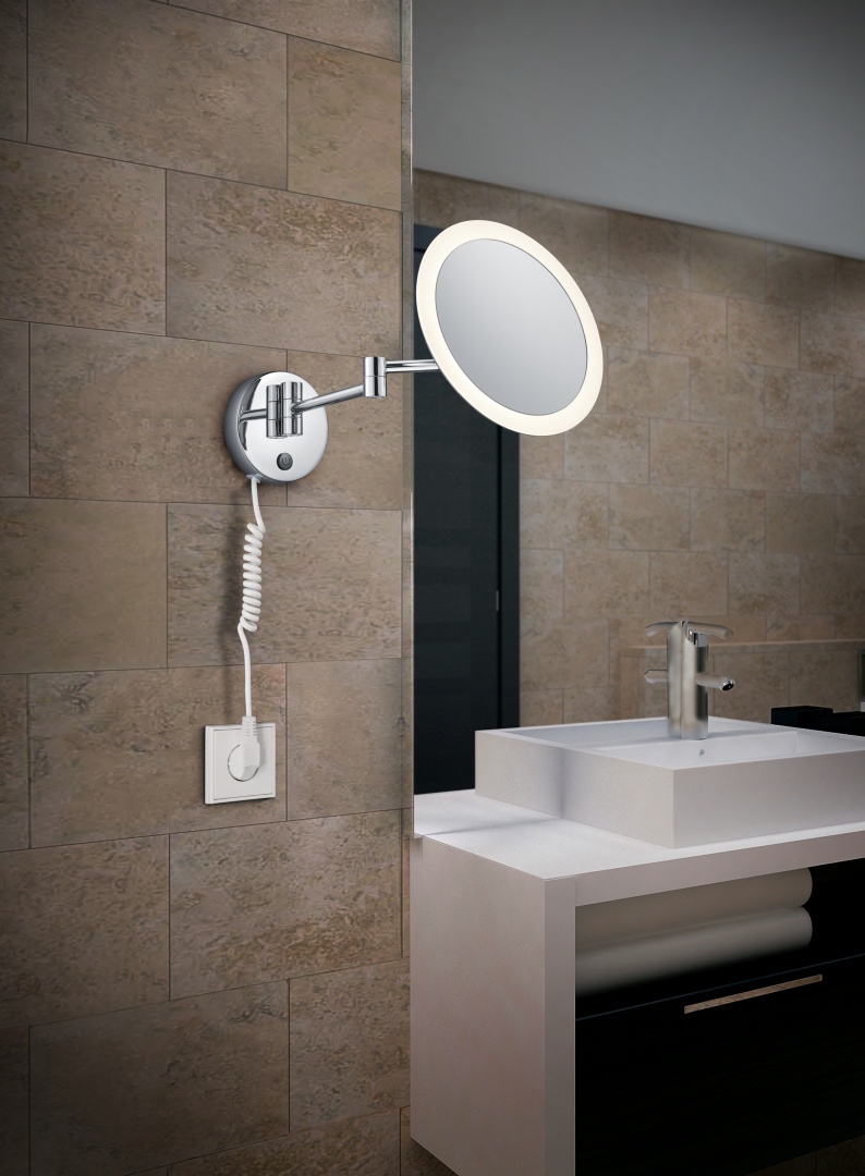View Ø20 Krom badrumslampa från Trio Lighting - Upplev perfekt funktion och stil med View LED-v&auml;ggspegel &ndash; en elegant rund spegel med integrerat ljus och kromad finish som passar alla badrum.
