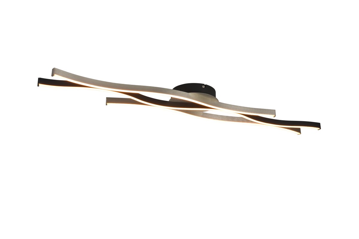 Blaze 107cm Borstad aluminium plafond från Trio Lighting - Den stilrena kombinationen av borstad aluminium och mattsvart ger Blaze en tidl&ouml;s och sofistikerad look.