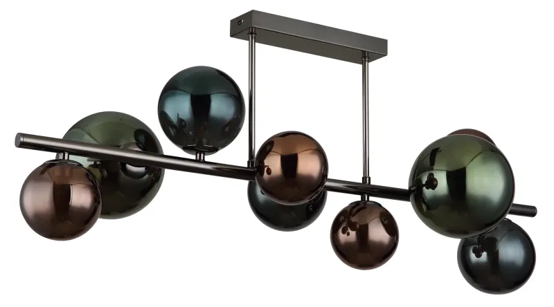 Riha 87cm Flerfärgad plafond från Globo Lighting - Glaskuporna i brons, gr&ouml;nt och petrol ger lampan en unik karakt&auml;r och eleganta f&auml;rginslag som kompletterar modern inredning.