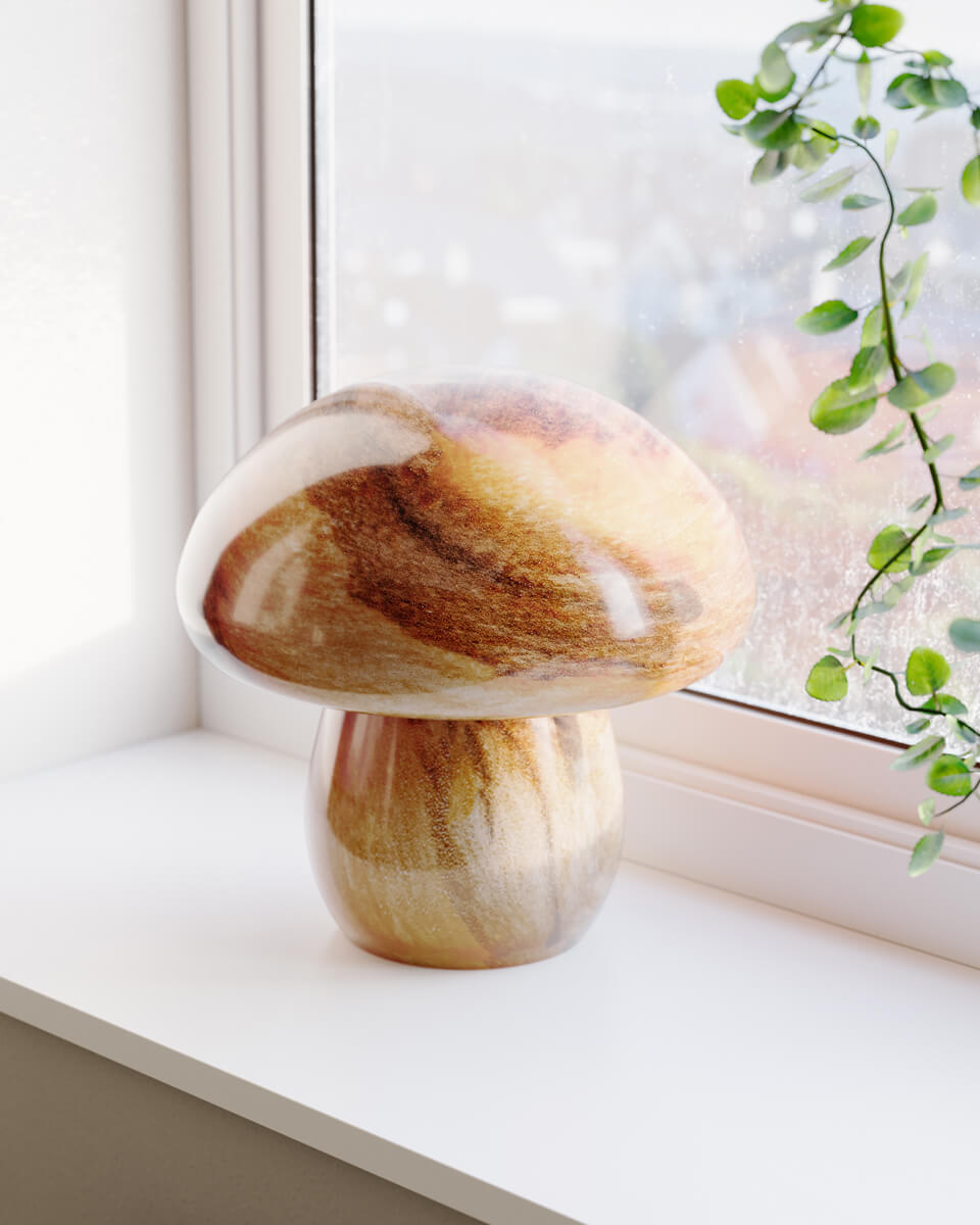 Mira Mushroom 30cm Natur bordslampa från By Rydéns - Lampan &auml;r inte bara en funktionell ljusk&auml;lla utan ocks&aring; en konstn&auml;rlig detalj som lyfter fram din inredning med sin naturinspirerade design och handgjorda kvalitet.