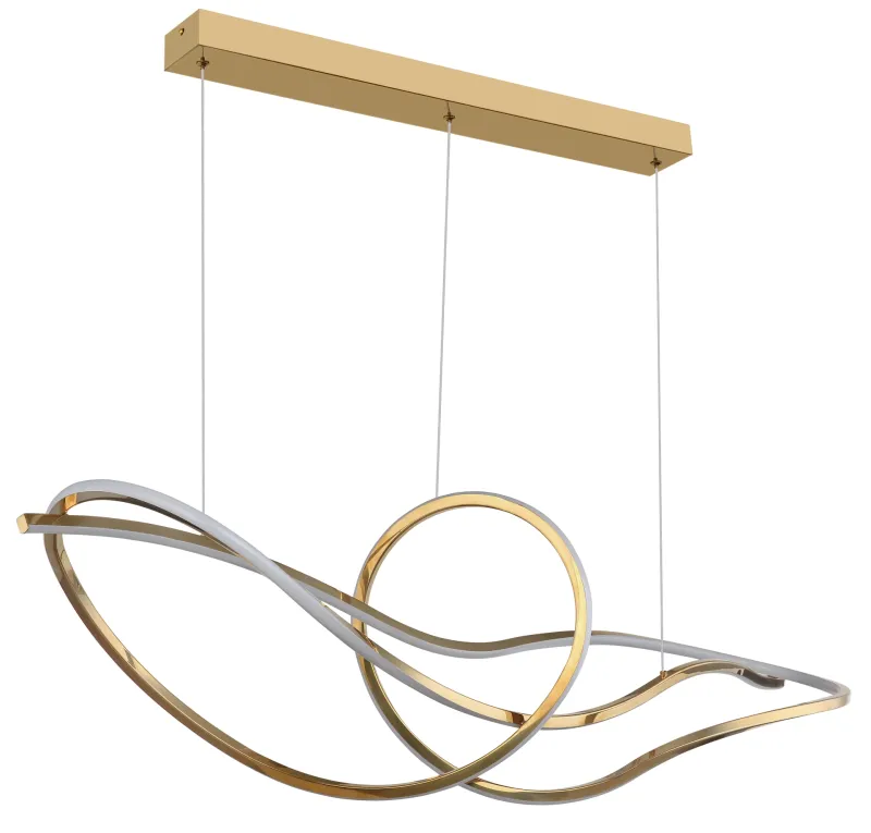 Iduna 110cm Guld taklampa från Globo Lighting - Med en l&auml;ngd p&aring; 110 cm och en design i guldf&auml;rgat rostfritt st&aring;l tillf&ouml;r den en lyxig k&auml;nsla till ditt hem.