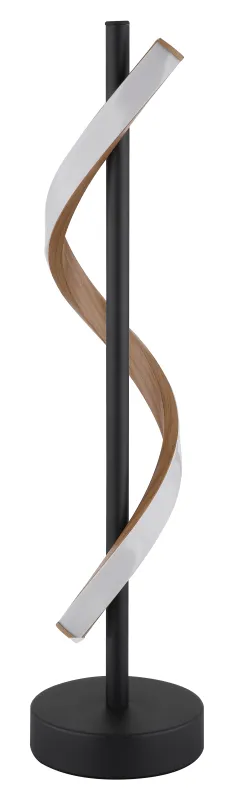 Watkins 50cm Svart bordslampa från Globo Lighting - Sk&auml;rmen i aluminium med tr&auml;look och opal plast ger en mjuk och j&auml;mn ljusspridning f&ouml;r en behaglig atmosf&auml;r.