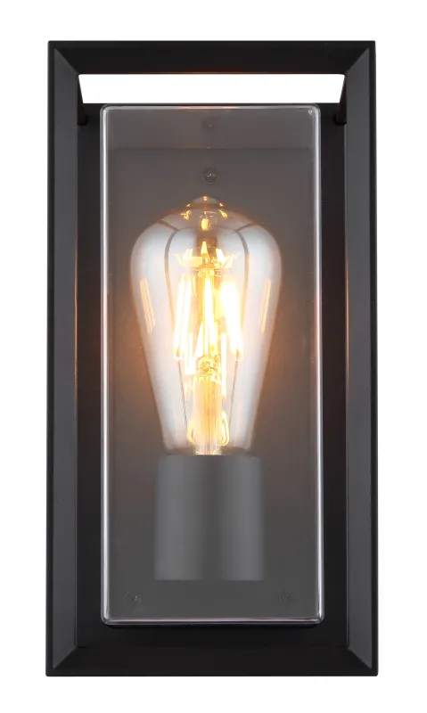 Logana Svart utelampa från Globo Lighting - Med sin rektangul&auml;ra design och transparenta sk&auml;rm sprider den ett klart och stilrent ljus, perfekt f&ouml;r allt fr&aring;n tr&auml;dg&aring;rdar till uppfarter.