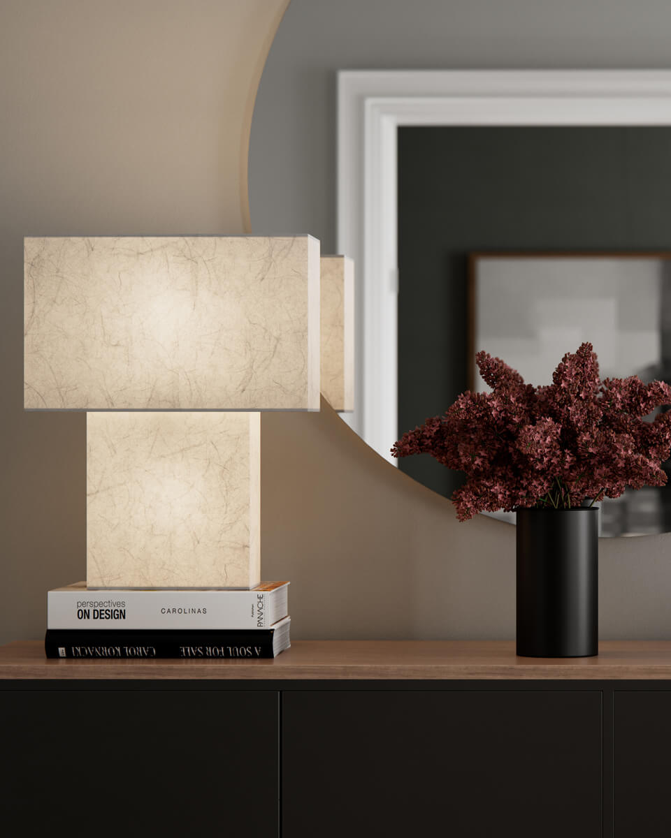 iSquare 50cm Vit bordslampa från By Rydéns - L&aring;t iSquare bli ett tillskott till din heminredning, perfekt f&ouml;r att skapa en harmonisk atmosf&auml;r med en touch av japansk elegans.