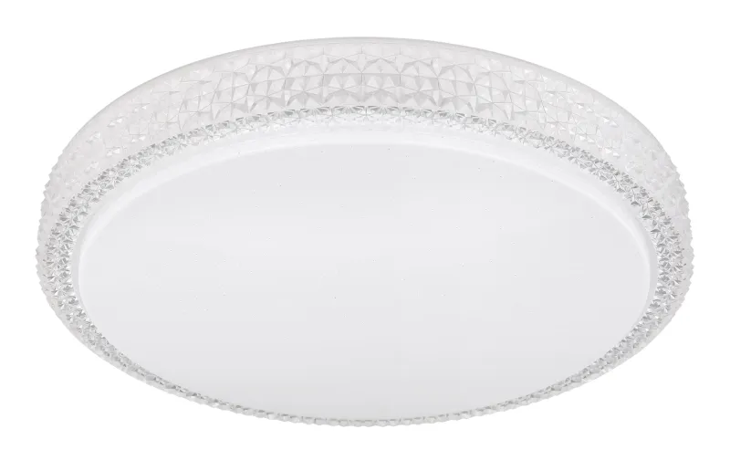 Ovi Ø40 Vit plafond från Globo Lighting - Kombinationen av vit metall, glittrande dekordetaljer och klara plastkristaller g&ouml;r den till en riktig blickf&aring;ngare.