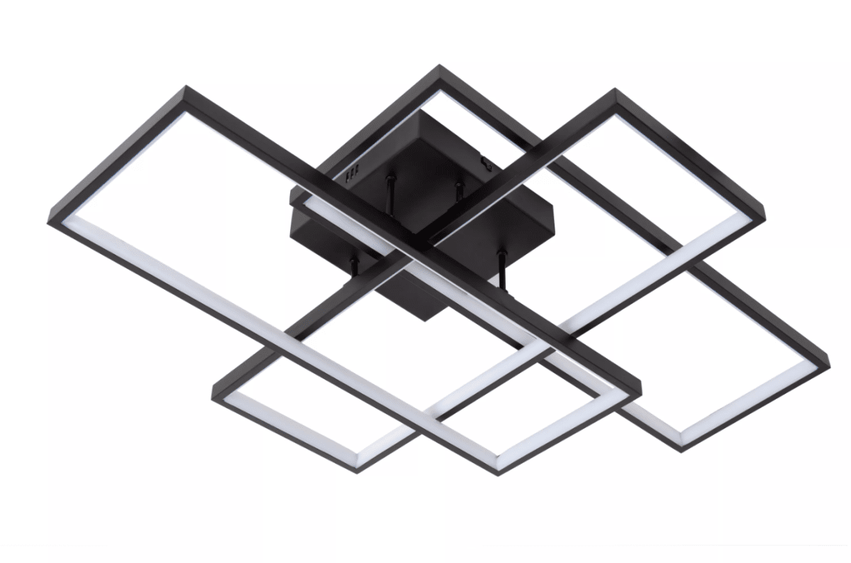 Lokero 65cm Svart plafond från Lucide - De upplysta, rektangul&auml;ra ramarna i h&ouml;gkvalitativt material sprider ett j&auml;mnt och behagligt ljus som skapar en varm och inbjudande atmosf&auml;r.