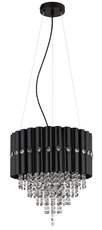 Eleos Ø40 Svart taklampa från Globo Lighting - Med en stomme i matt svartlackerad metall och en lampsk&auml;rm i samma nyans sm&auml;lter den harmoniskt in i b&aring;de moderna och klassiska interi&ouml;rer.