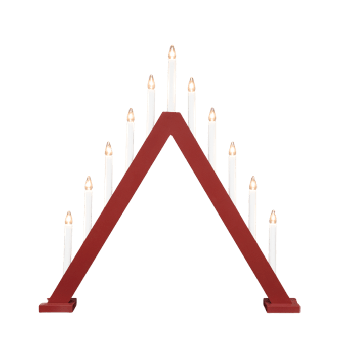 Nova 11 Röd från Pixie Design - Nova &auml;r en klassisk ljusstake i tr&auml; med elva ljus och en vacker r&ouml;d f&auml;rg som f&ouml;r tankarna till traditionellt julfirande.