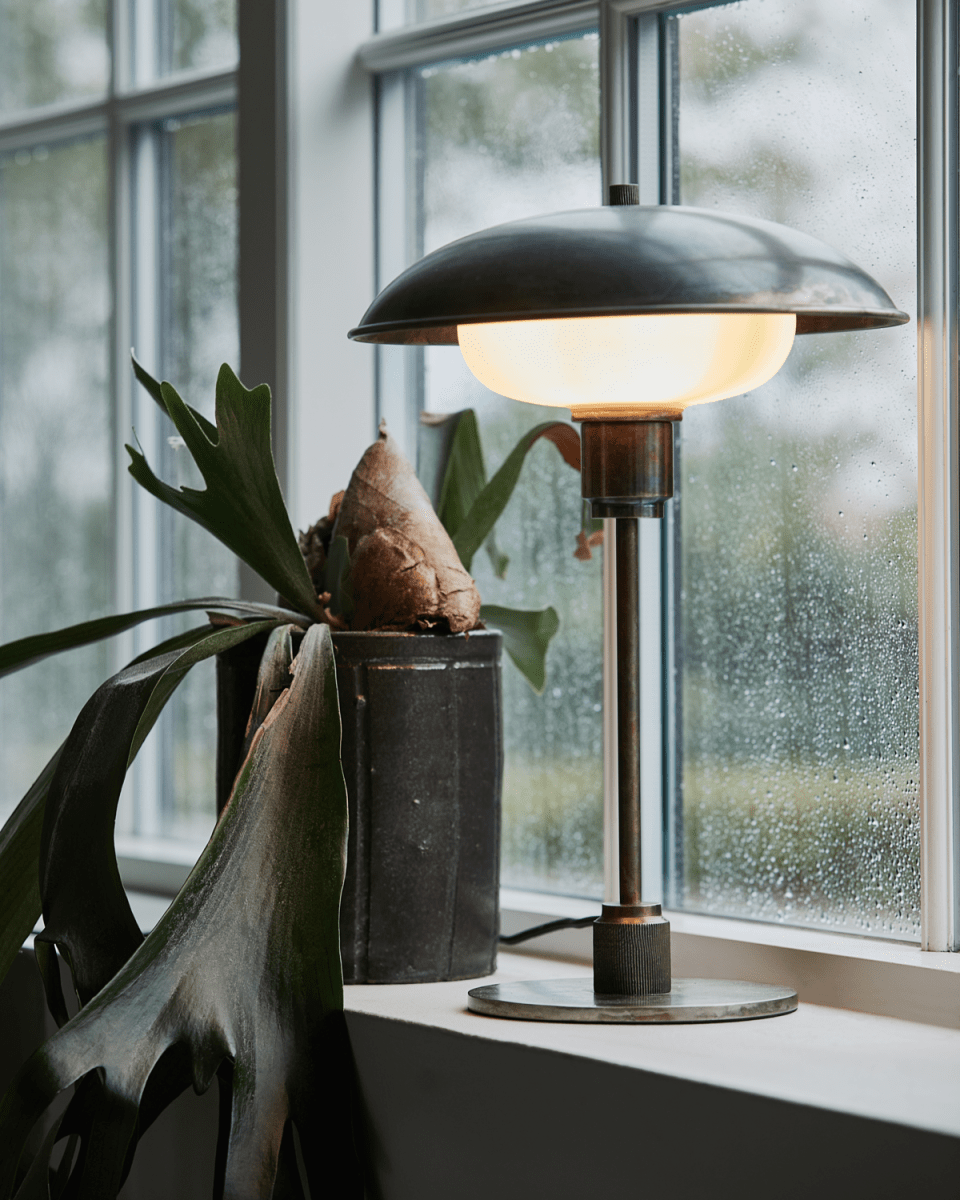 Boston 42cm Antikbrun bordslampa från House Doctor - Det &auml;r en modern klassiker med en industriell touch tack vare materialet i j&auml;rn och ytbehandlingen av lampsk&auml;rmen och basen.