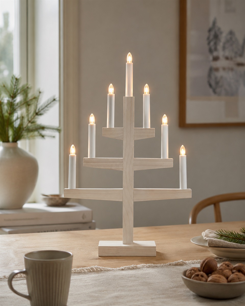 Trapp Vitbets från Star Trading - Placera den i f&ouml;nstret eller p&aring; en byr&aring; och l&aring;t det varma skenet bidra till en st&auml;mningsfull k&auml;nsla under advent och jul.