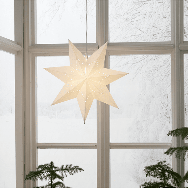 Lysa Ø43 Vit från Star Trading - Vit pappersstj&auml;rna med h&aring;lm&ouml;nster i form av en stj&auml;rna.