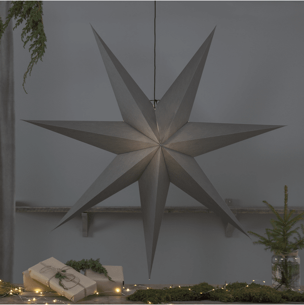 Ozen Ø140 Grå från Star Trading - Gr&aring; pappersstj&auml;rna med en diameter p&aring; 140cm.